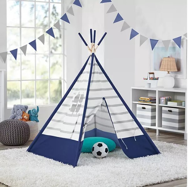 lot 405 image: NEW Members Mark Indoor Playroom Tent - NavyGrayWhite
