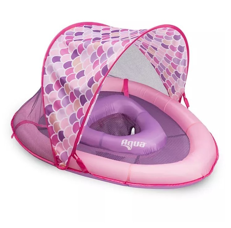 lot 361 image: Aqua Leisure Adjustable Seat Baby Pool Float w Retractable Canopy, Mermaid