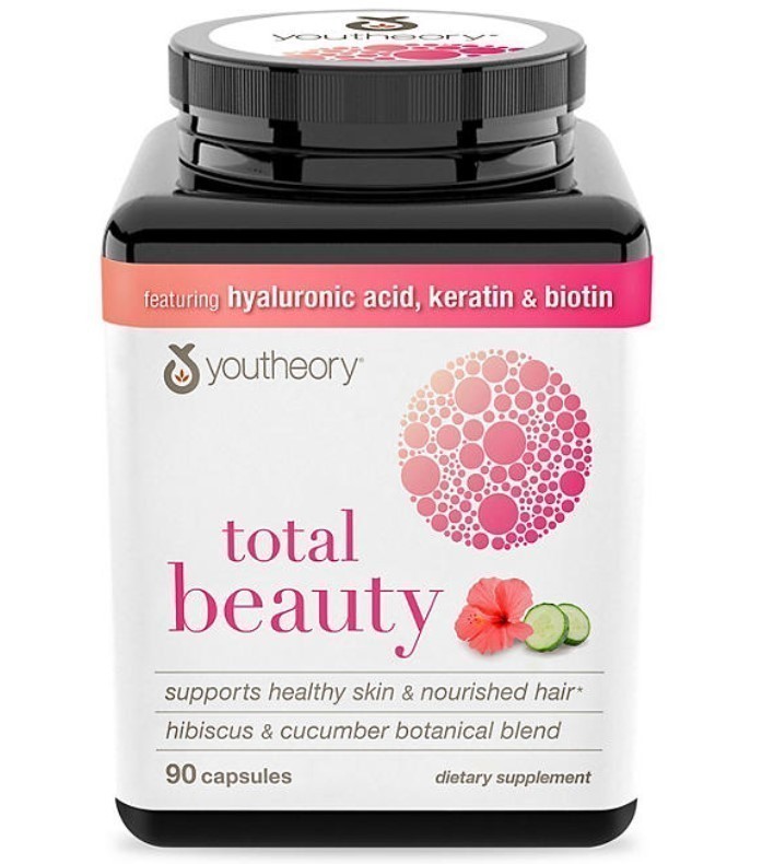 lot 364 image: NEW Youtheory Total Beauty Hyaluronic Acid, Keratin & Biotin Capsules 90 ct.