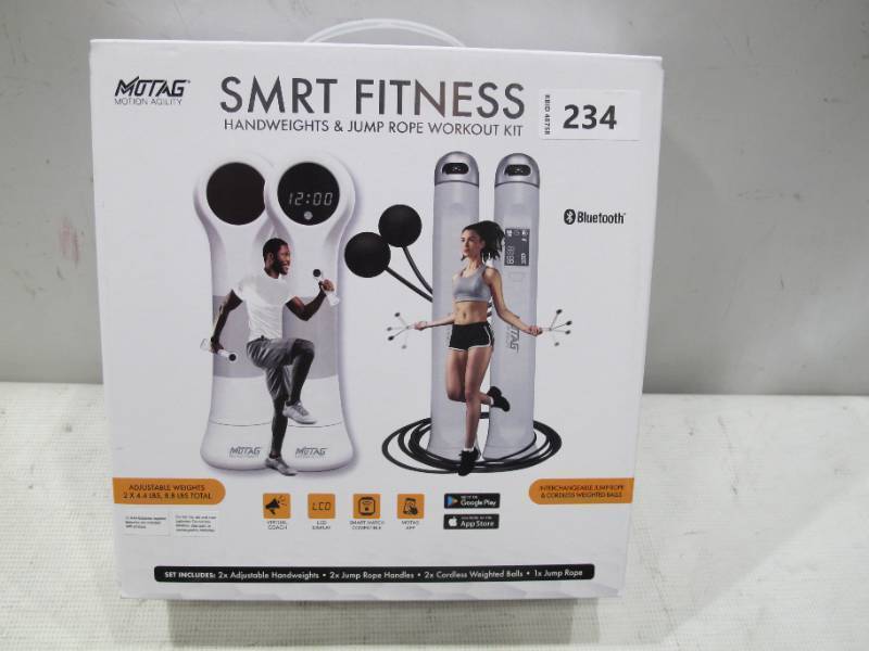 lot 397 image: NEW Motag Smrt Fitness Handweights and Jump Rope Workout Kit