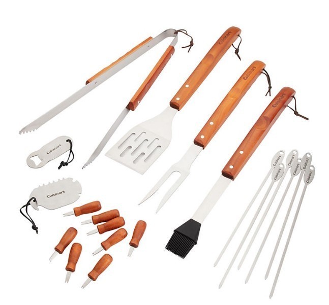 lot 326 image: NEW Cuisinart 20-Piece Wooden Handle Grill Set