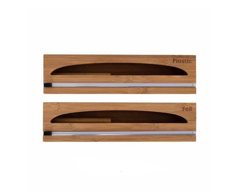 lot 347 image: Seville Classics Bamboo Food Wrap Dispenser 2-piece Set