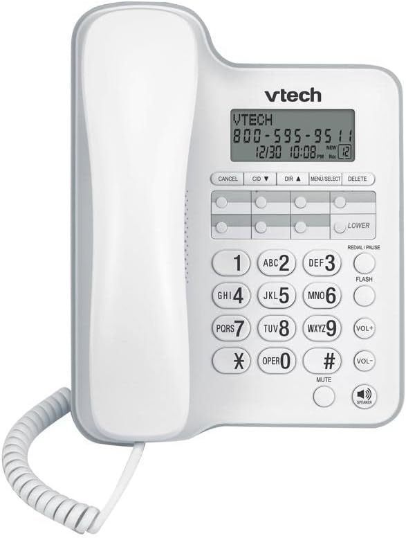 lot 289 image: NEW Vtech Corded Speakerphone with Caller IDCall Waiting - White - CD1153