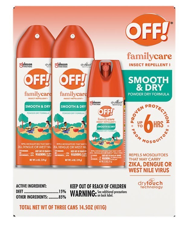 lot 302 image: NEW OFF Family Care Mosquito Repellent Smooth and Dry 2 x 6oz and 2.5oz