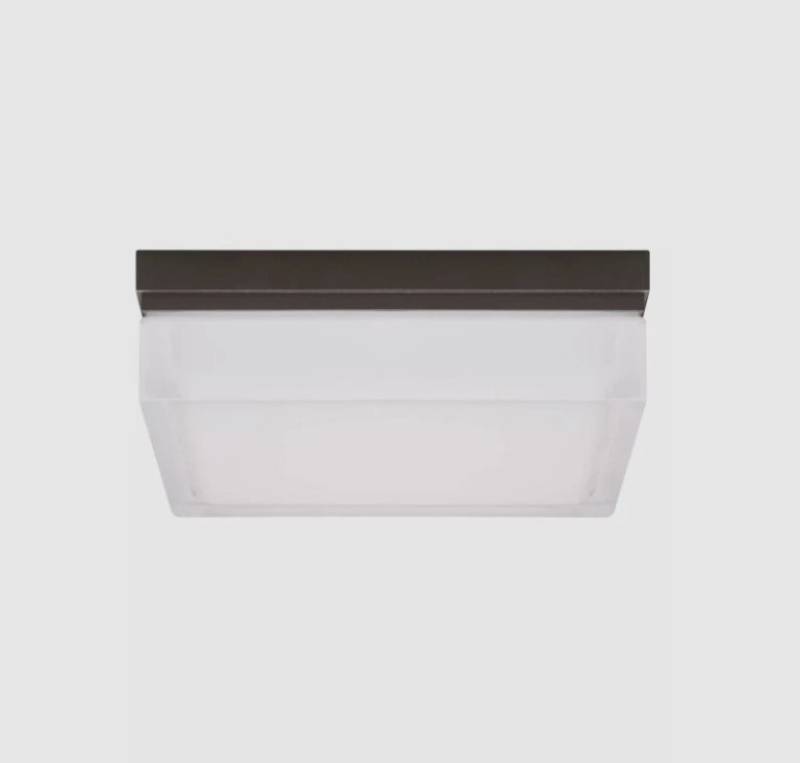 lot 168 image: Tech Lighting Boxie - 120V 23W 1 LED Outdoor Square Mount, Bronze, Frosted Glass