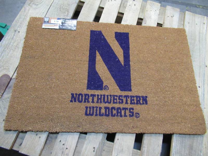 lot 179 image: NEW  Logo Brands 23 x 35 Officially Licensed Outdoor Door Mat - Northwestern Wildcats
