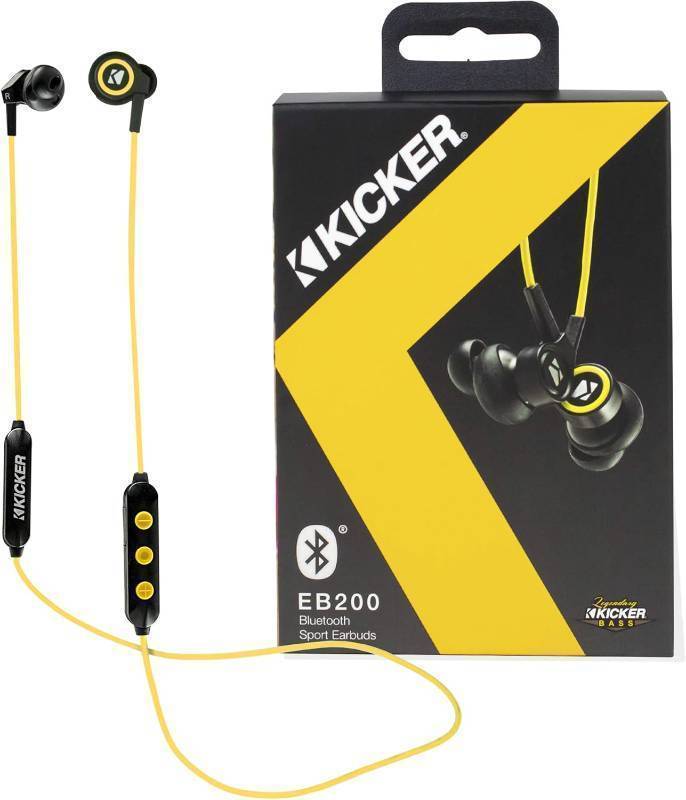 lot 214 image: NEW KICKER Bluetooth Wireless Earbuds  Passive Noise Reducing wBuilt-in Mic  Water Resistant