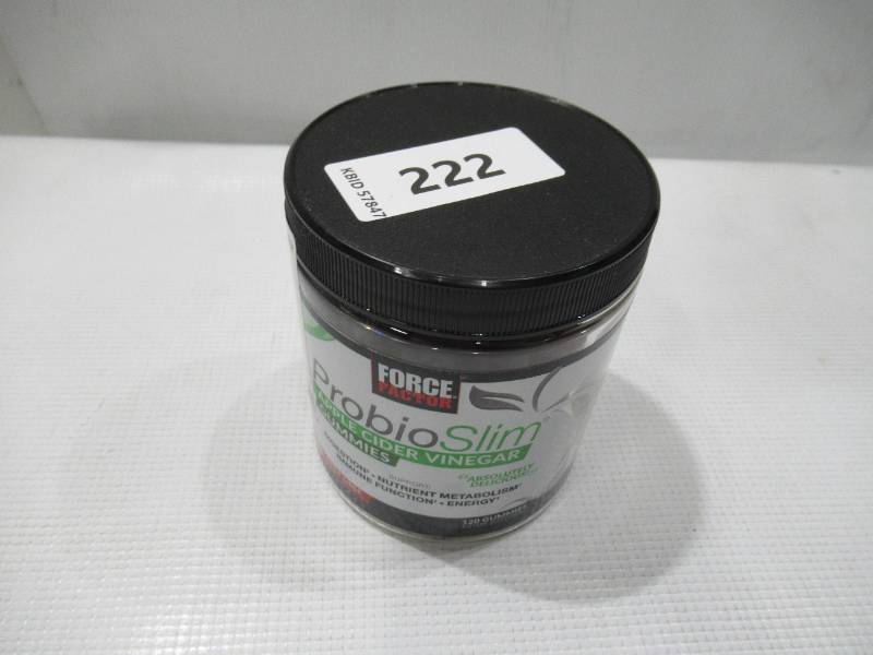 lot 222 image: NEW Force Factor ProbioSlim Apple Cider Vinegar Gummies Supplement, 120 Gummies 0425