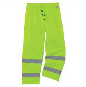 lot 811 image: NEW Ergodyne GloWear 8915 Hi-Vis Rain Pants - Class E, Breathable - 4Xl - LIME
