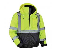 lot 828 image: NEW Ergodyne GloWear 8377 Hi-Vis Winter Bomber Jacket - Type R, Class 3 LIME - XXL