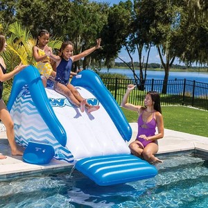 lot 265 image: NEW WOW Sports Cascade Inflatable Pool Slide with Sprinkler - Blue