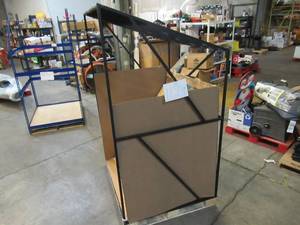 lot 112 image: Welded Black Metal Frame Built to Fit Onto Pallets with Angled Roof - Perfect for Projects