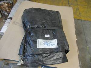 lot 196 image: 20 x 60 5 oz. Black PE Tarp w Advertisement  Reused Billboard  5 mil Lightweight Duty - A Grade