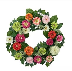 lot 166 image: NEW Members Mark 26 Spring Wreath - Zinnias