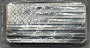 10oz .999 Silver American Flag Bar
