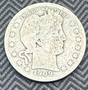 lot 12 image: 1909 Barber Quarter