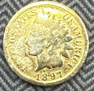 lot 13 image: 24kt Gold Plated Indian Head Penny