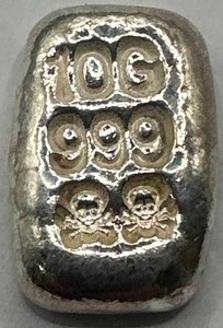 lot 21 image: 10 Gram .999 Silver Bar