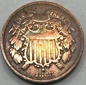 lot 26 image: 1868 Two Cent Piece
