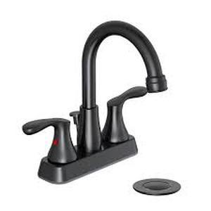 lot 9 image: Glacier Bay Deveral 4 in. Centerset 2-Handle High-Arc Bathroom Faucet in Matte Black Customer Returns See Pictures