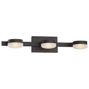 lot 42 image: Lot of Home Decorators Collection Montrose 23.75 in. 3-Light Contemporary Bronze Dimmable Bathroom Vanity Light with Etched Glass Shade Customer Returns  See Pictures