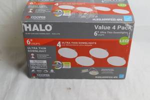 lot 22 image: Value 4 Pack 6 Ultra Thin LED Downlights by Halo