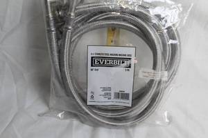 lot 34 image: Everbilt 4 Ft Stainless Steel Washing Machine Hose Set, 2 Pack, 90° End