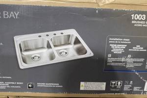 lot A-79 image: Glacier Bay 20-Gauge Double Bowl Kitchen Sink