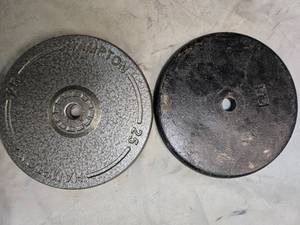 lot 8 image: Lot of a pair of 25LB One-inch Weight Plates (USED)
