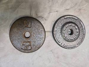 lot 15 image: Lot of a pair of 5LB One-inch Weight Plates (USED)