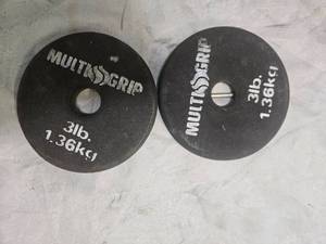 lot 27 image: Lot of a pair of 3LB  One-inch Weight Plates (USED)
