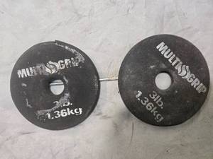lot 28 image: Lot of a pair of 3LB  One-inch Weight Plates (USED)