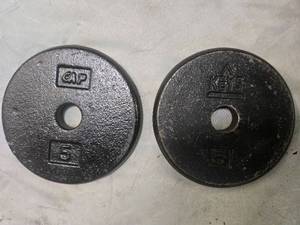 lot 32 image: Lot of a pair of 5LB One-inch Weight Plates (USED)