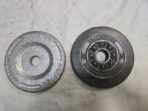 lot 37 image: Lot of a pair of 5LB One-inch Weight Plates (USED)