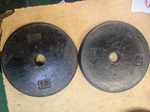 lot 57 image: A pair of 10LB Weight Plates (USED)