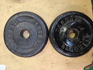 lot 58 image: A pair of 10LB Weight Plates (USED)