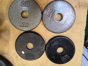lot 73 image: Lot of four 2.5LB Weight Plates (USED)