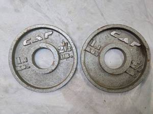 lot 122 image: Lot of a Pair of Two 2.5LB 2-Inch weight plates (USED)