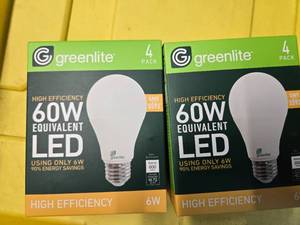 lot 142 image: Two Packs (8 Light Bulbs) of Greenlite LED 60W Equivalent (NEW)