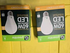 lot 147 image: Two Packs (8 Light Bulbs) of Greenlite High-Efficiency LED 60W Equivalent (NEW)