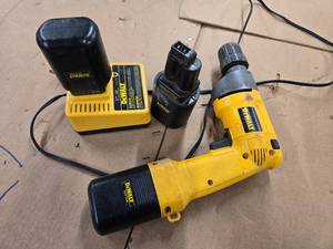 lot 113 image: DeWALT Battery Operated Drill (Used, Comes with 3 batteries)