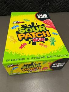 lot 428 image: King Size Sour Patch Kids Soft and Chewy Candy, 18 Bags