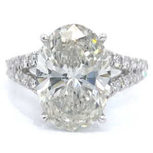 NEW! 6.04 Carat Oval Diamond Pavé Split Shank Cathedral Ring in 14k White Gold w/ Report; $8,250 Retail *VIDEO*