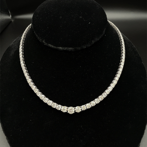 lot 15 image: NEW Oscar Friedman 27.69 Carat Natural Diamond Tennis Chain Necklace in Platinum w Report $71,835 Retal VIDEO