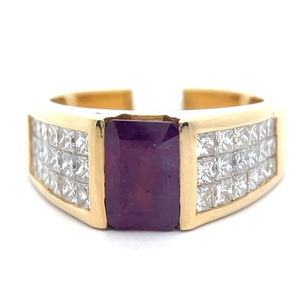 lot 26 image: NEW 2.97 Carat Natural Kashmir Sapphire (GIA) & Natural Diamond Ring in 18k Yellow Gold w Report $12,040 Retail VIDEO
