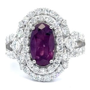 lot 28 image: NEW Oscar Friedman 3.15 Carat RARE Unheated Kashmir Sapphire (GIA) & Natural Diamond Ring in Platinum w Report $9,940 Retail VIDEO