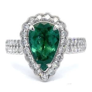 lot 30 image: NEW 2.44 Carat Designer Jessica Ring EXTREMELY RARE Paraiba Tourmaline & Natural Diamond Ring in Platinum w Report $8,770 Retail VIDEO