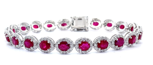 lot 10A image: NEW Oscar Friedman 12.31 Carat Extremely RARE Burmese Ruby & Natural Diamond Bracelet in Platinum w Report $15,640 retail VIDEO
