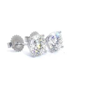 NEW! 4 Carat Round Brilliant Diamond Solitaire Stud Earrings in 14k White Gold w/ Report; $5,999 Retail *VIDEO*