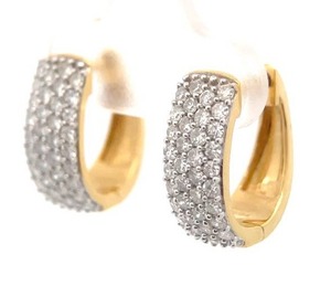 lot 45 image: NEW Sparkling 1 Carat Diamond Pav Oblong Hoop Earrings VIDEO
